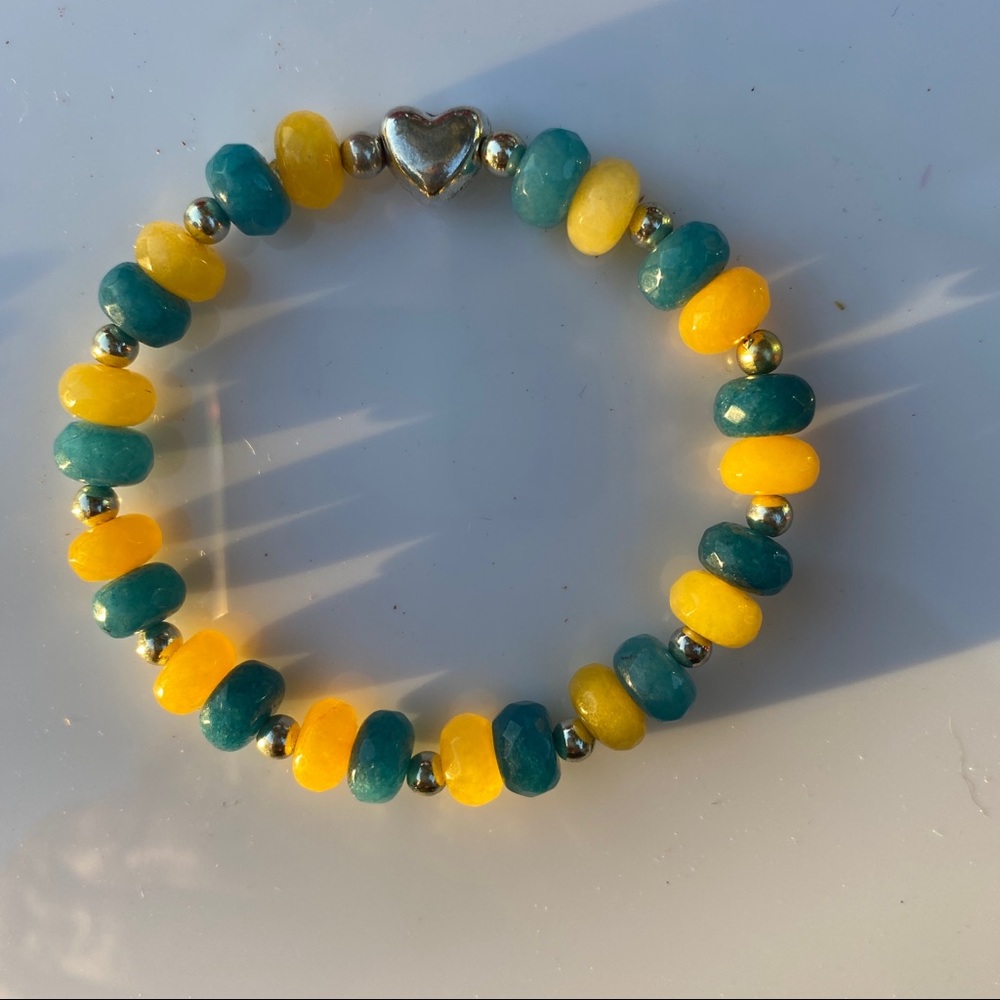 Ukraine Support 7 Different Bracelets Each Gemstones Jade Apatite Onyx Lava